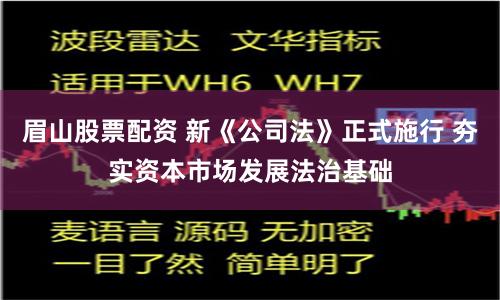 眉山股票配资 新《公司法》正式施行 夯实资本市场发展法治基础